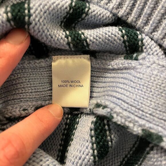 Tuckernuck Sophia Turtleneck Sweater Striped 100% Wool Women's Small Blue - Picture 6 of 7